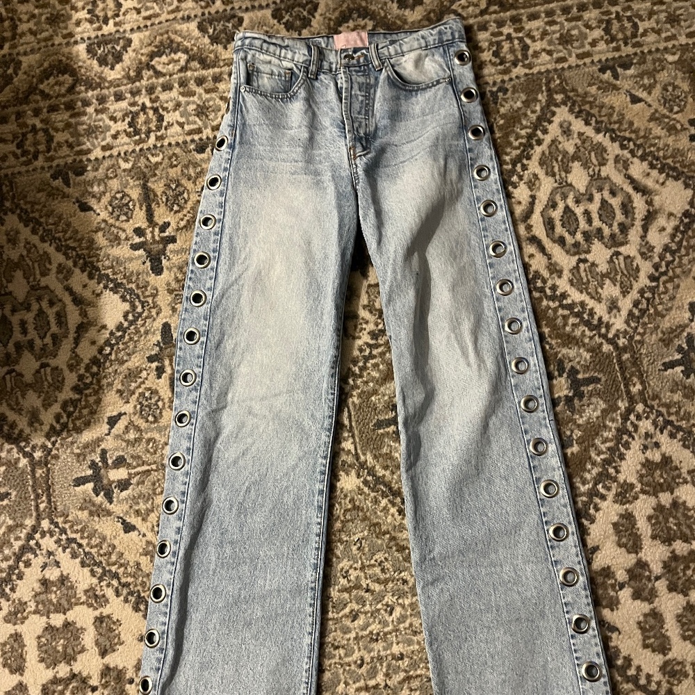 BLUE JEAN WIDE LEG HIGH RISE REVICE DENIM